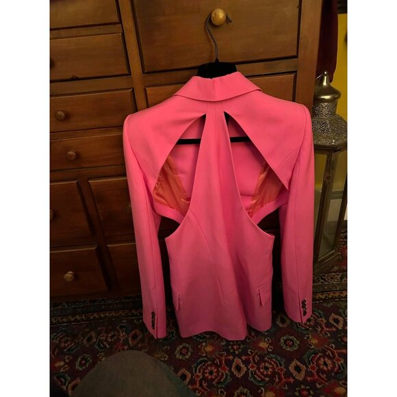 NWT $4K Alexander McQueen Slashed Single-Breasted Blazer Jacket Pink Size 4 - Picture 5 of 6